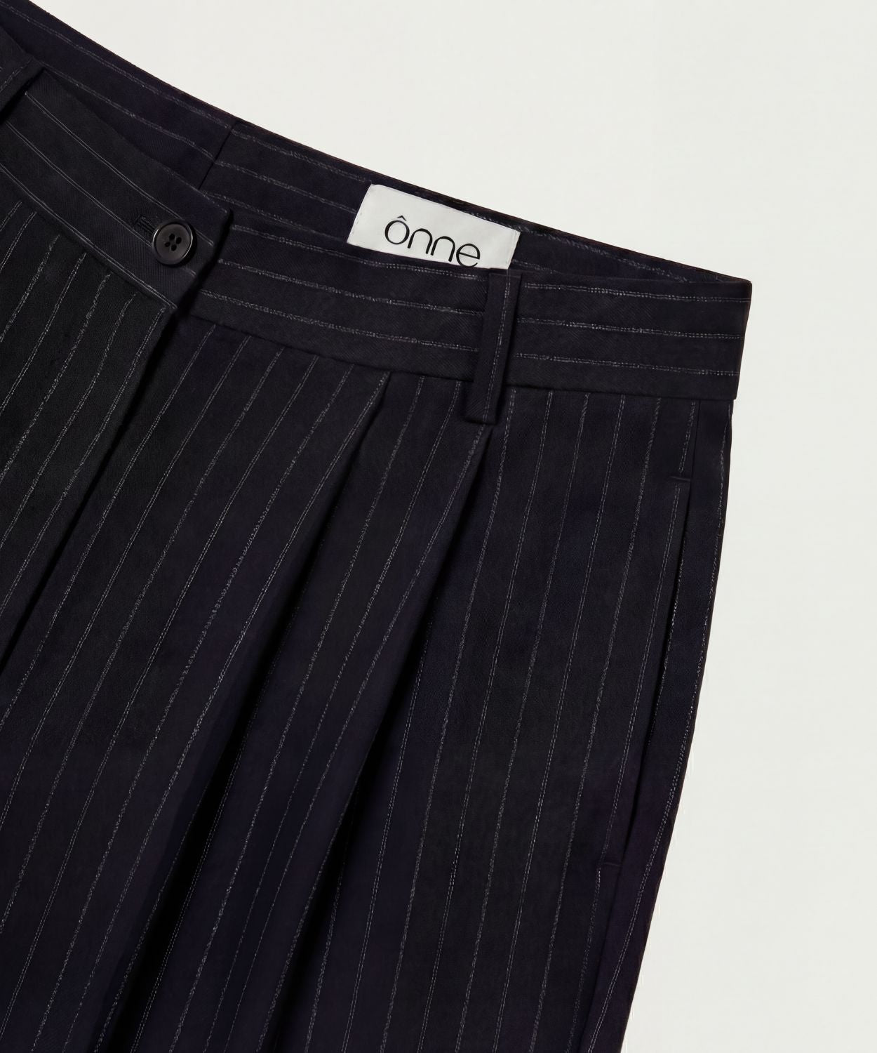 THE WIDE LEG PINSTRIPE TROUSER DARK BLUE