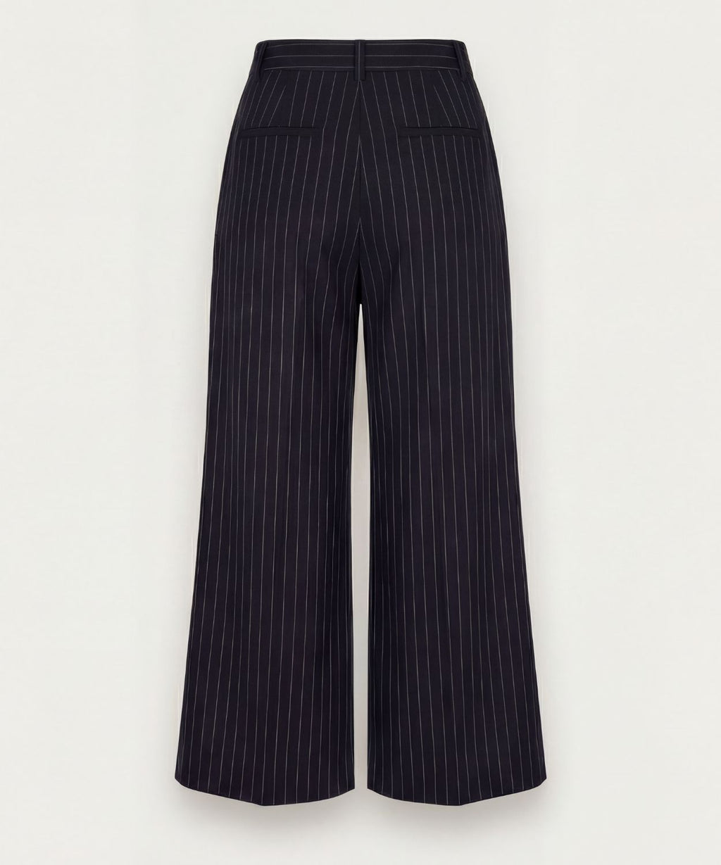 THE WIDE LEG PINSTRIPE TROUSER DARK BLUE