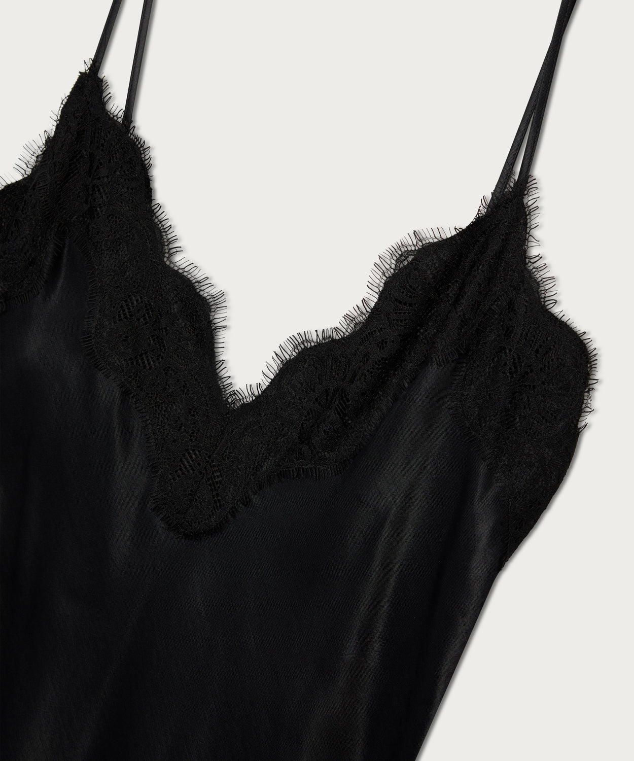 The Satin Mini Slip Dress Black