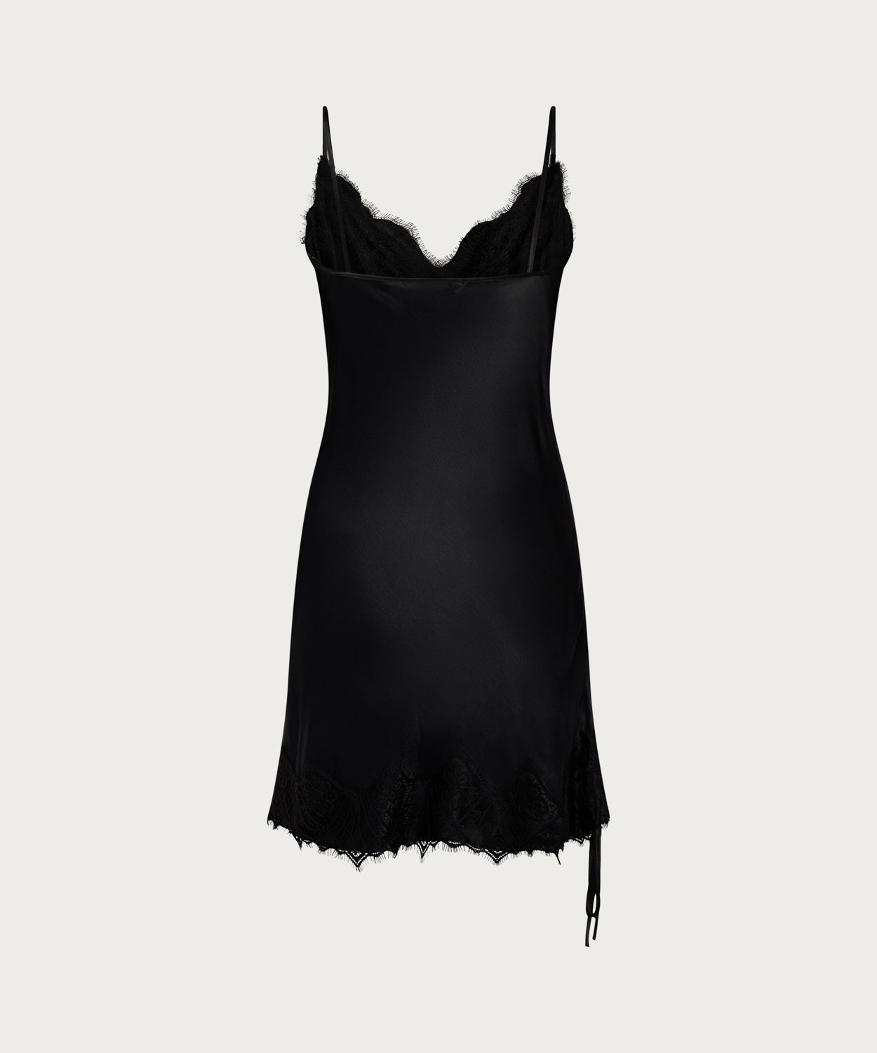 The Satin Mini Slip Dress Black
