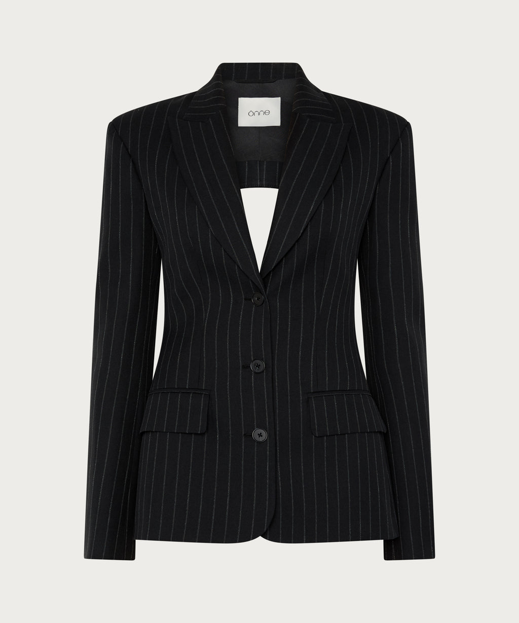 The Cut-Out Tailored Blazer Blue Stripes