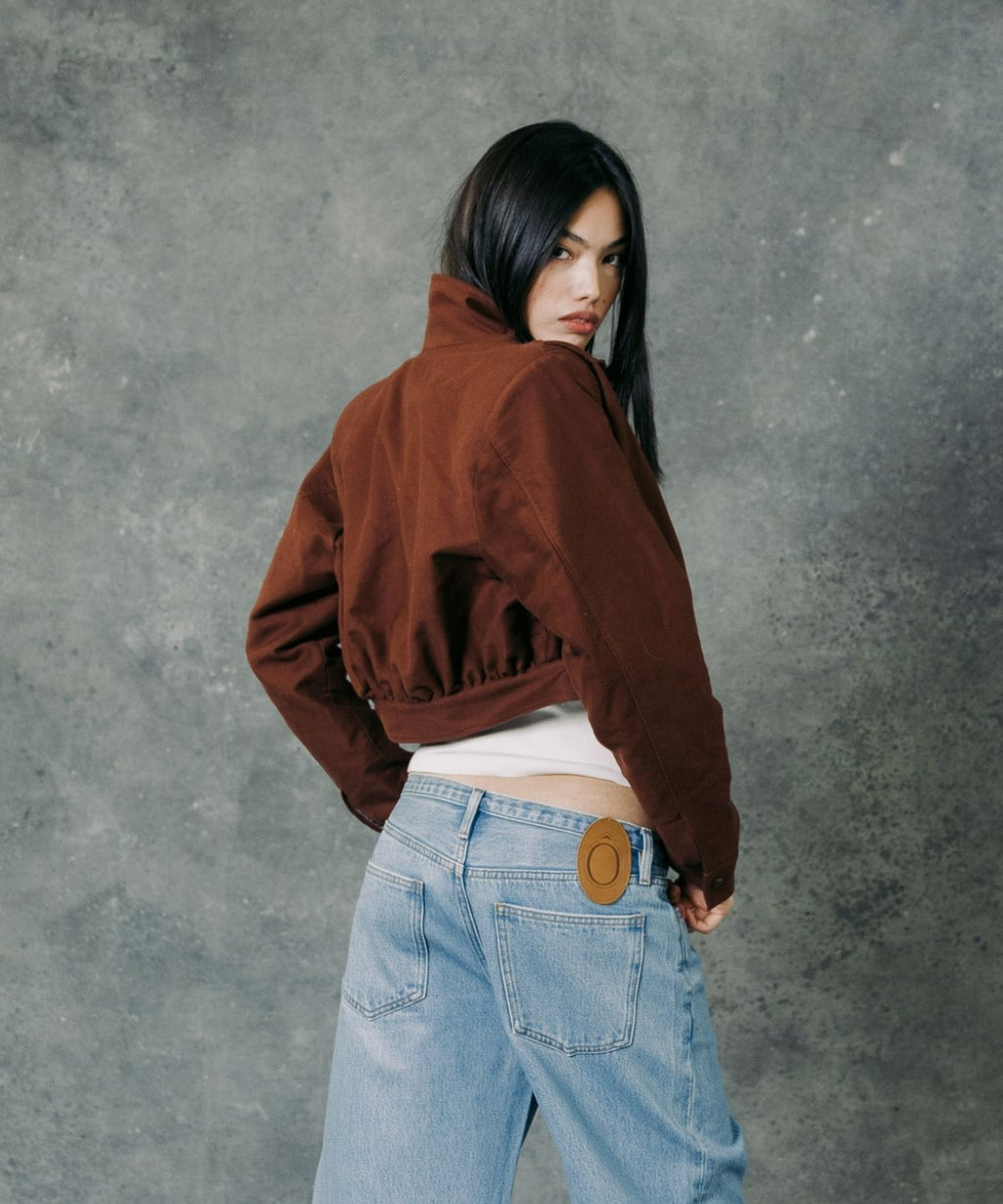 The Cropped Bomber Jacket Burgundy