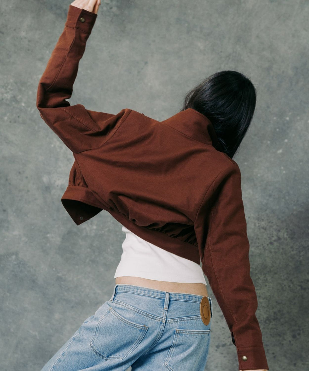 The Cropped Bomber Jacket Burgundy