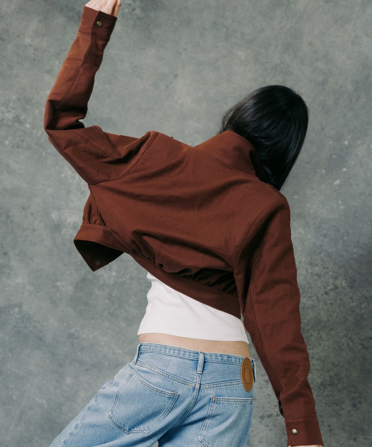 The Cropped Bomber Jacket Burgundy