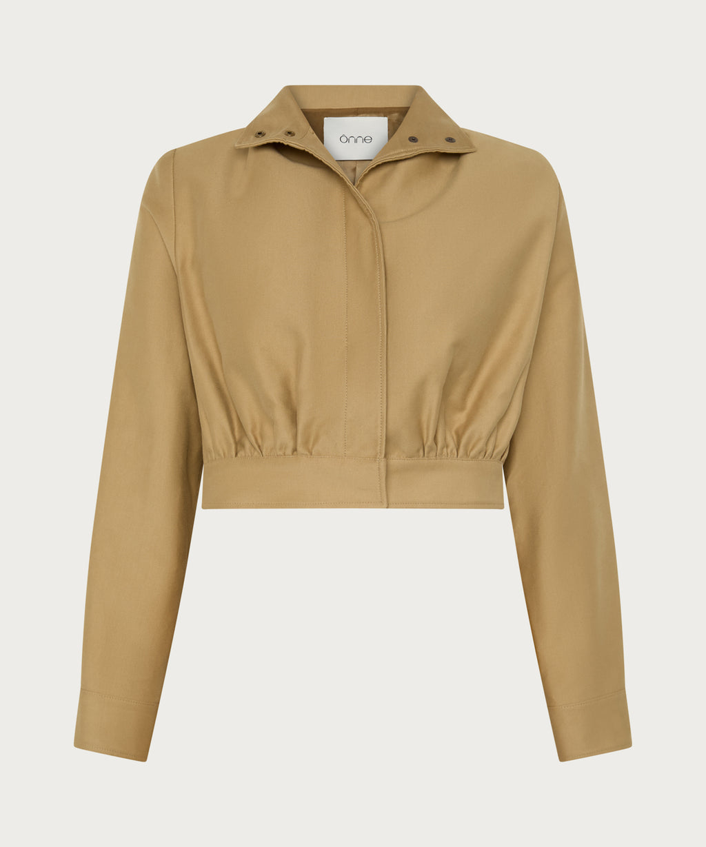The Cropped Bomber Jacket Camel
