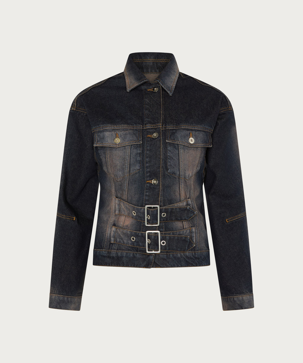 The Double Belt Denim Jacket