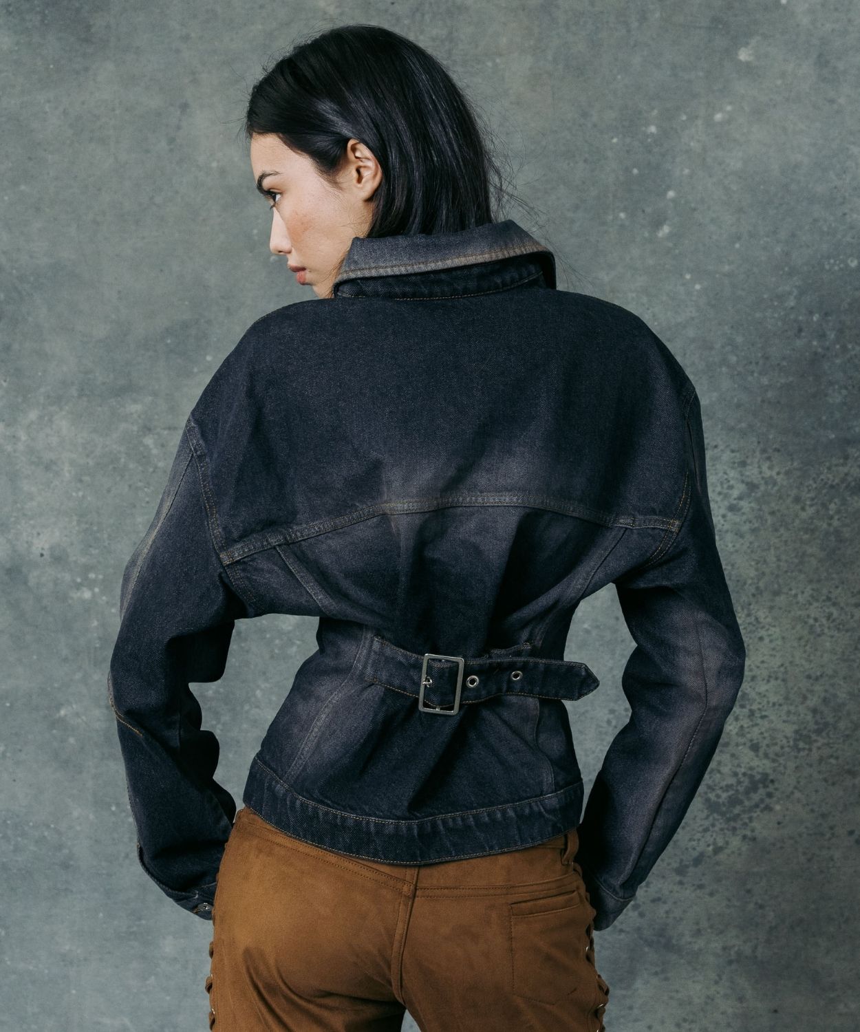 Die Double Belt Jeansjacke