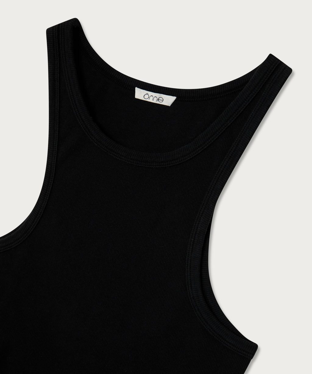 The Ribbed Fitted Tank Black