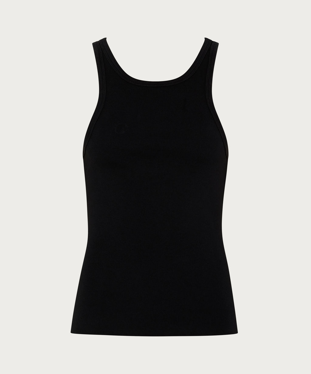The Ribbed Fitted Tank Black