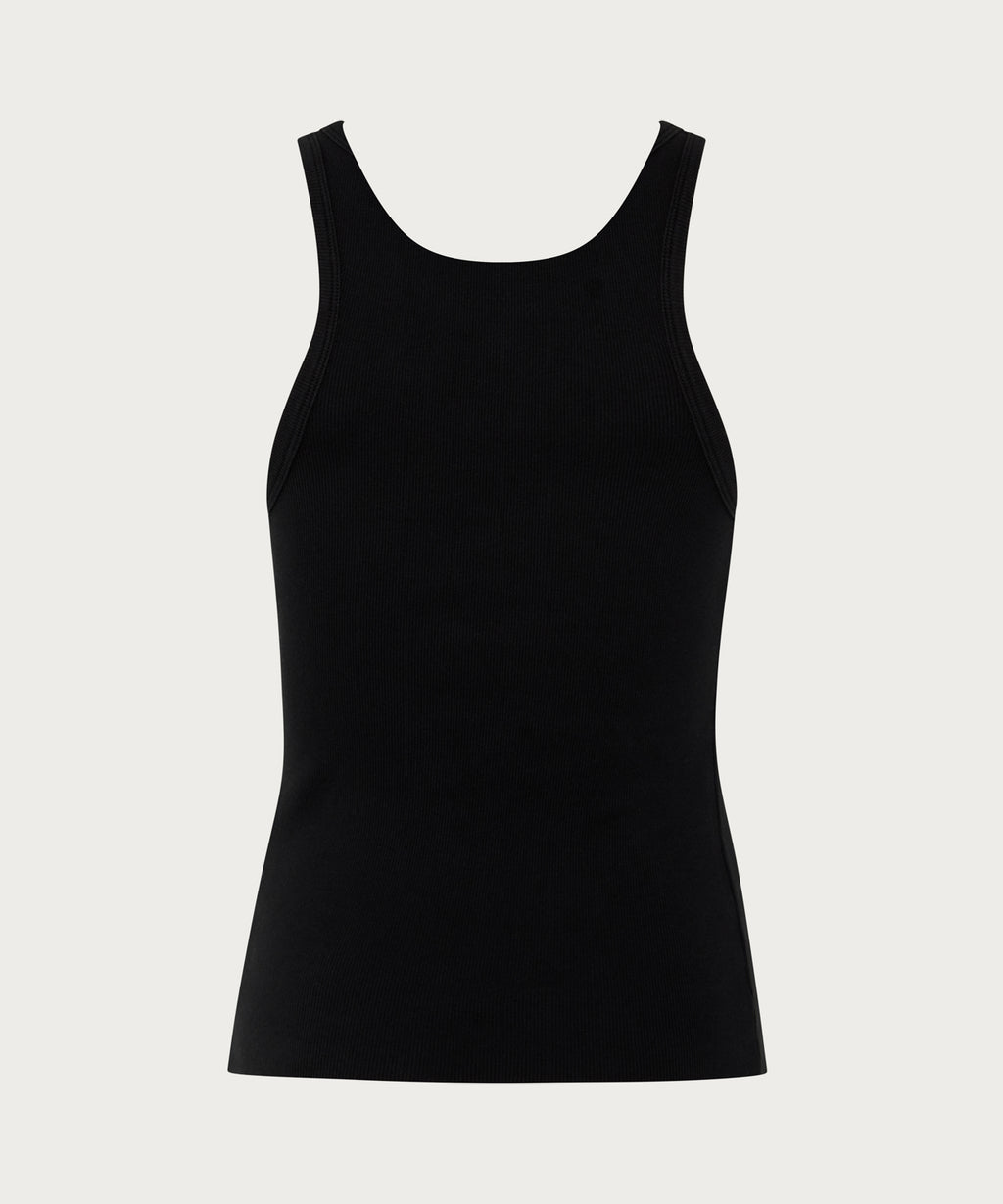 The Ribbed Fitted Tank Black