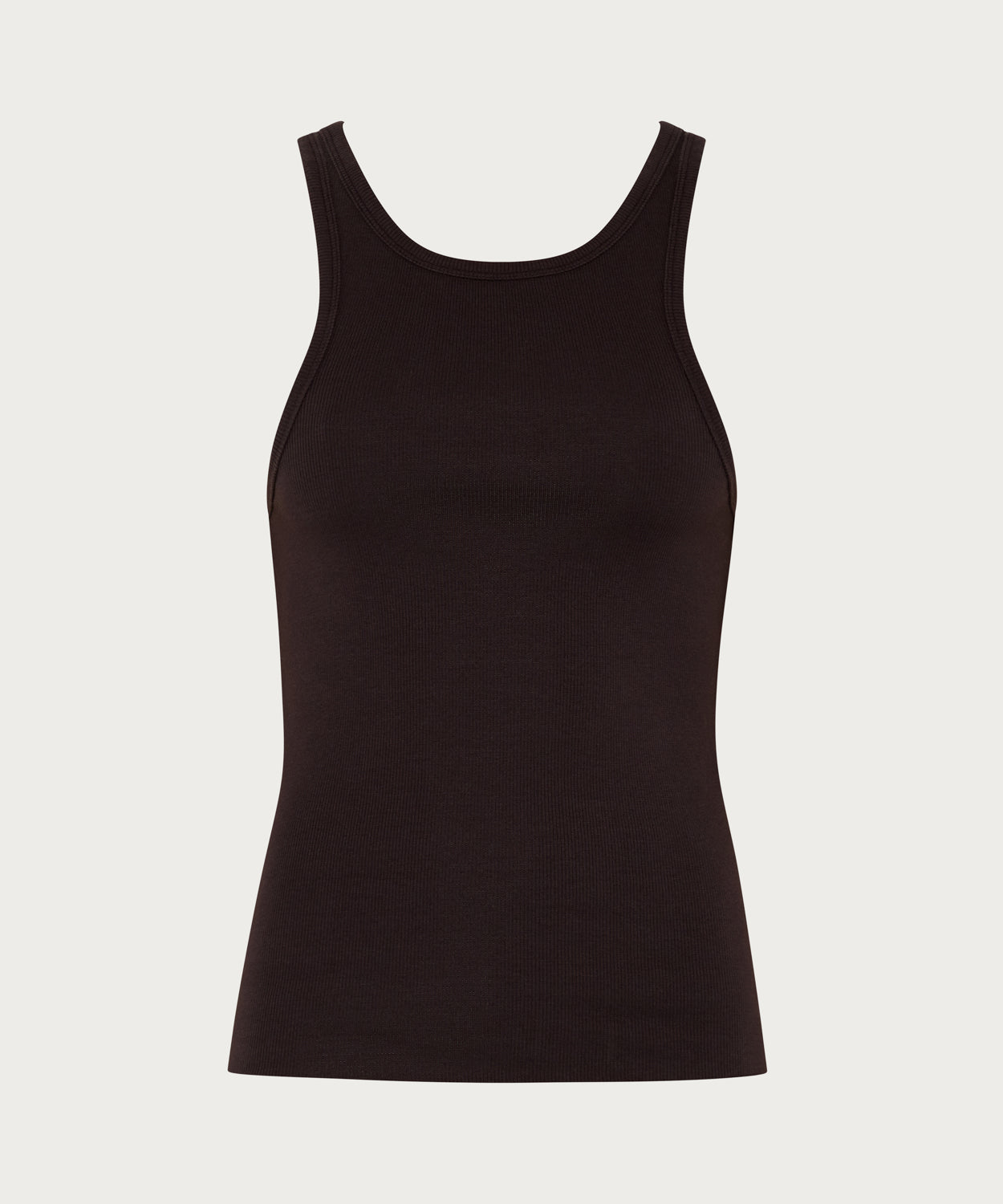 The Ribbed Fitted Tank Brown