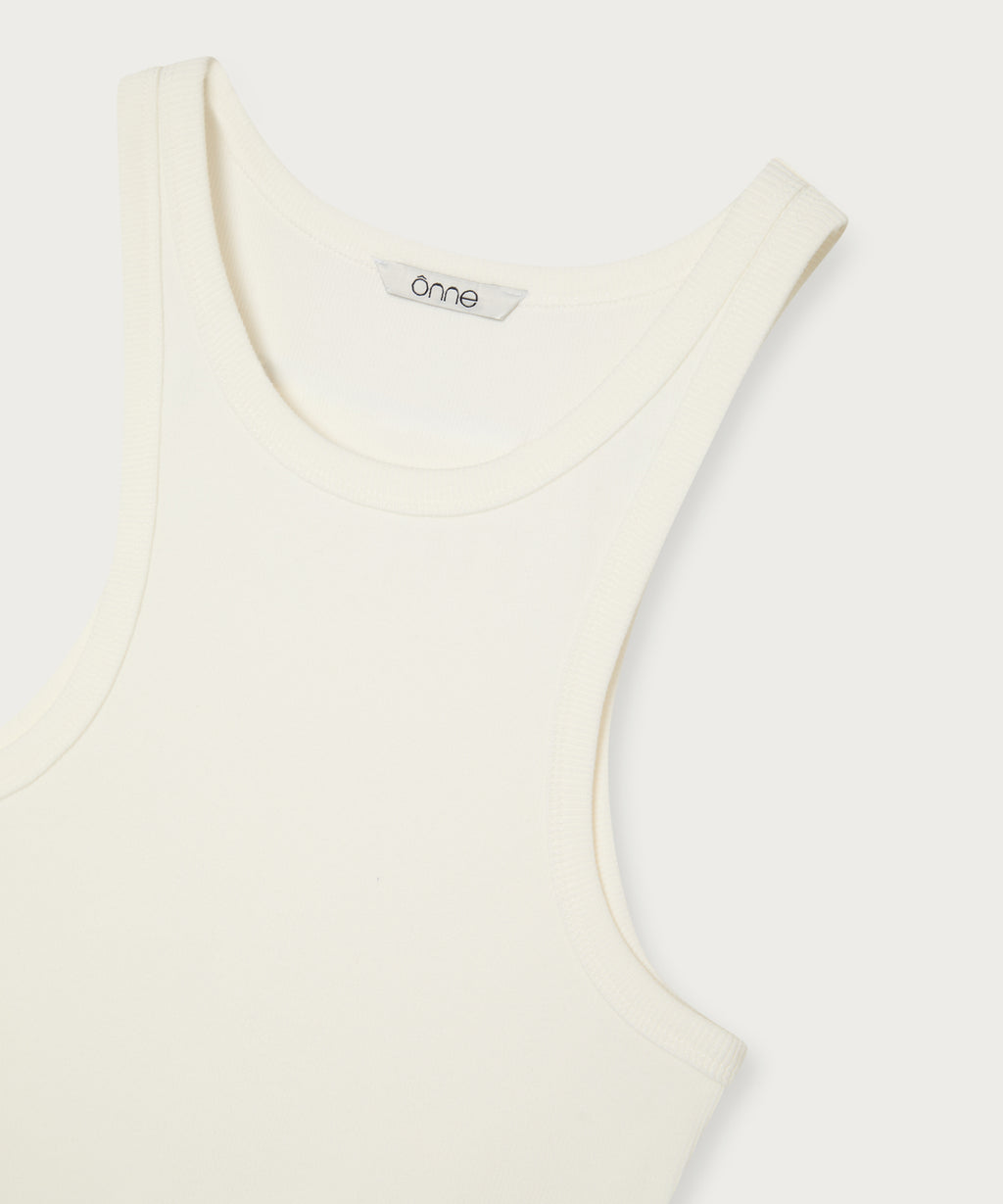The Ribbed Fitted Tank White