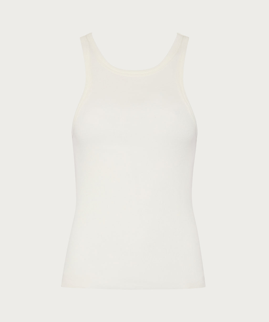 The Ribbed Fitted Tank White