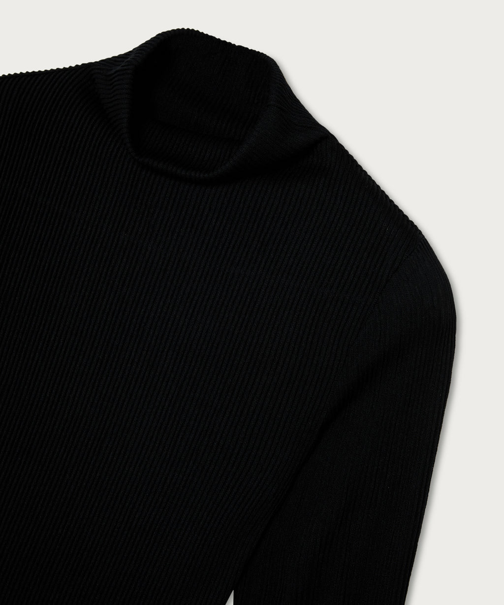 The Asymmetric Ribbed Top Black
