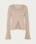 The Ribbed Button Sweater Beige
