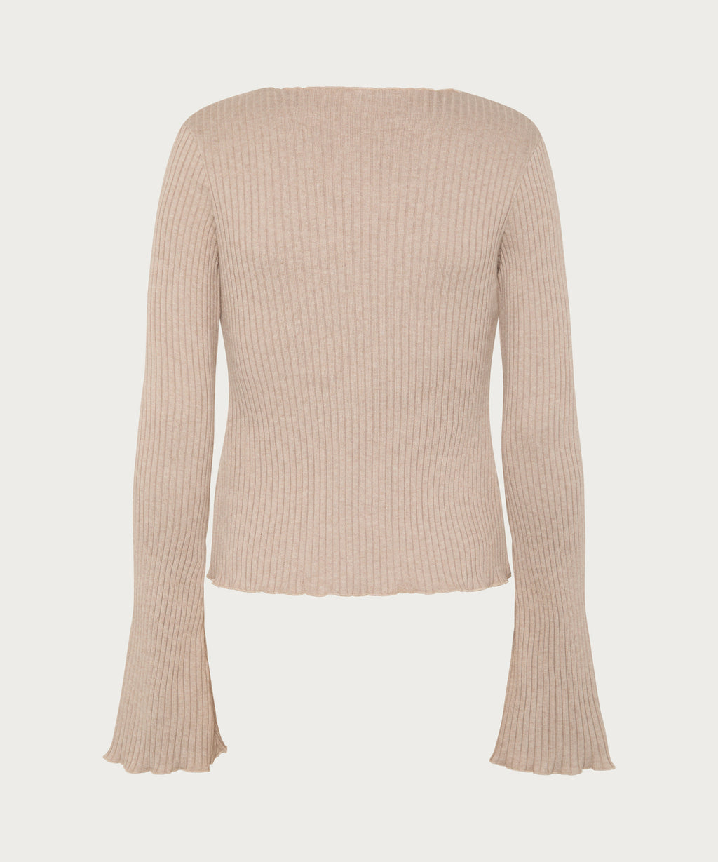 The Ribbed Button Sweater Beige