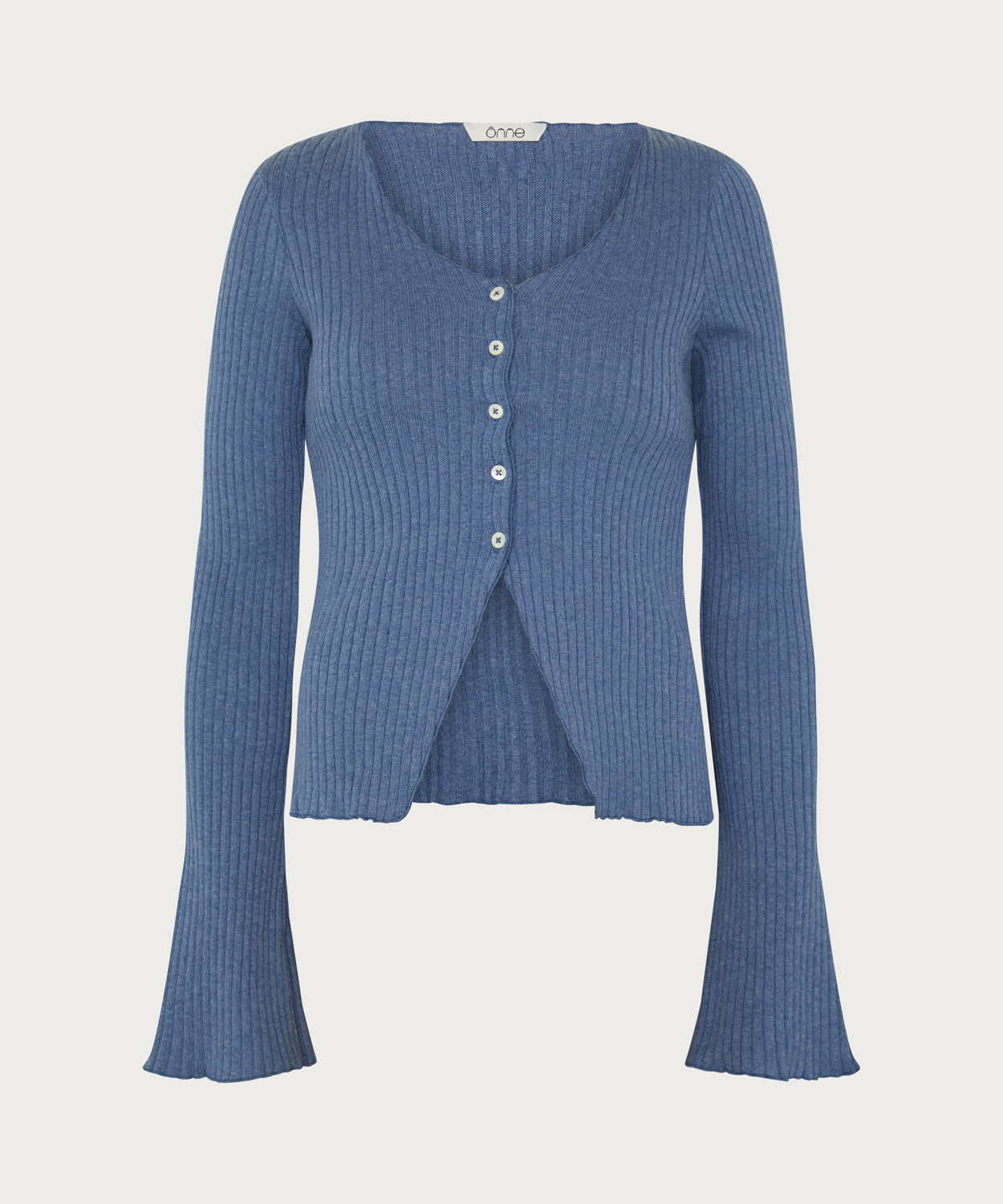 The Ribbed Button Sweater Blue