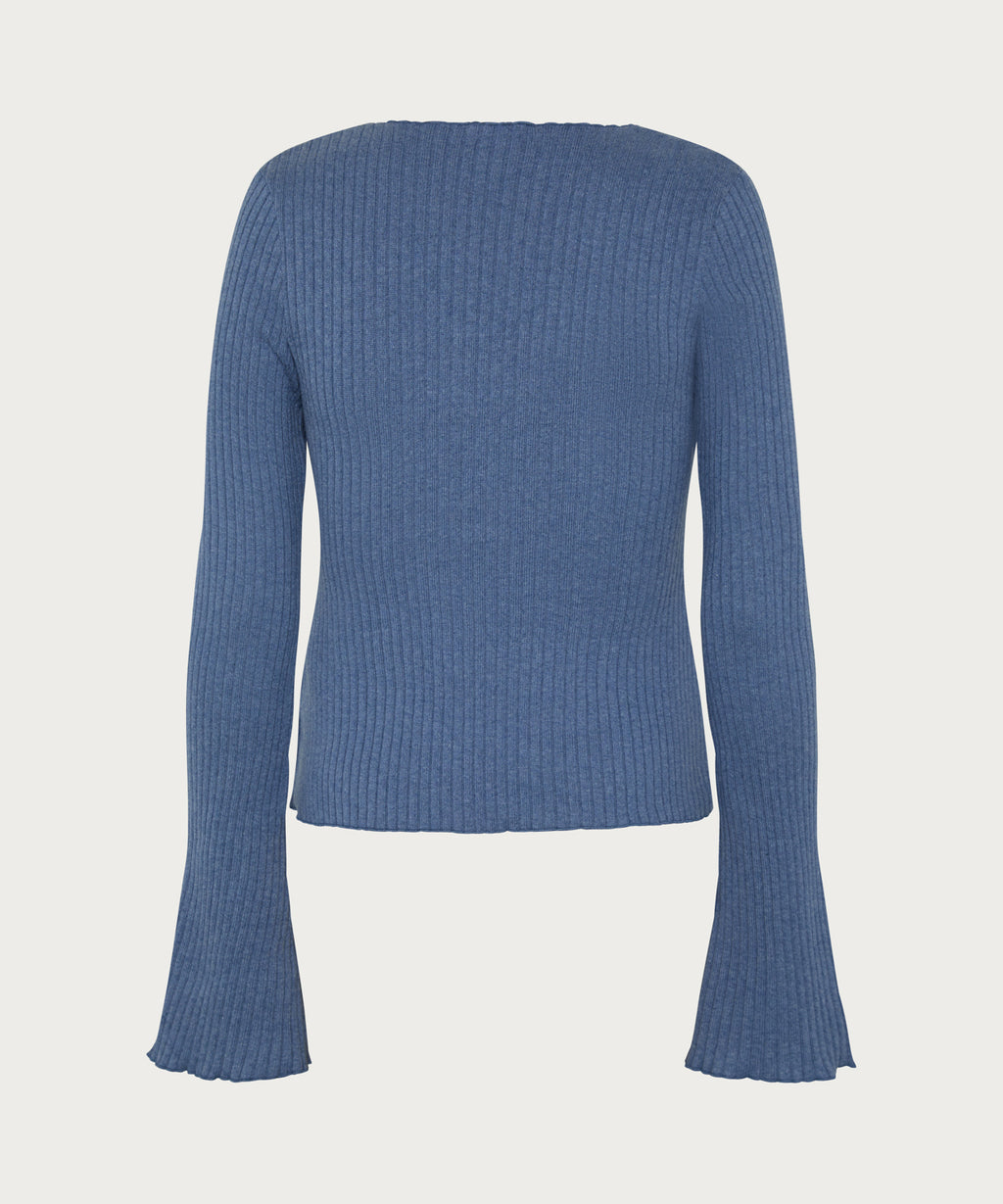 The Ribbed Button Sweater Blue