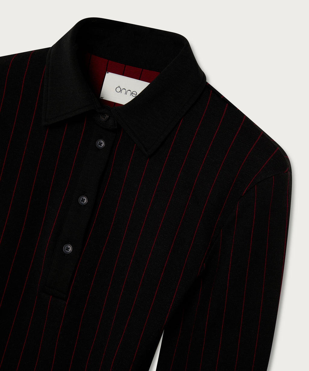 The Pinstripe Structured Shoulder Top