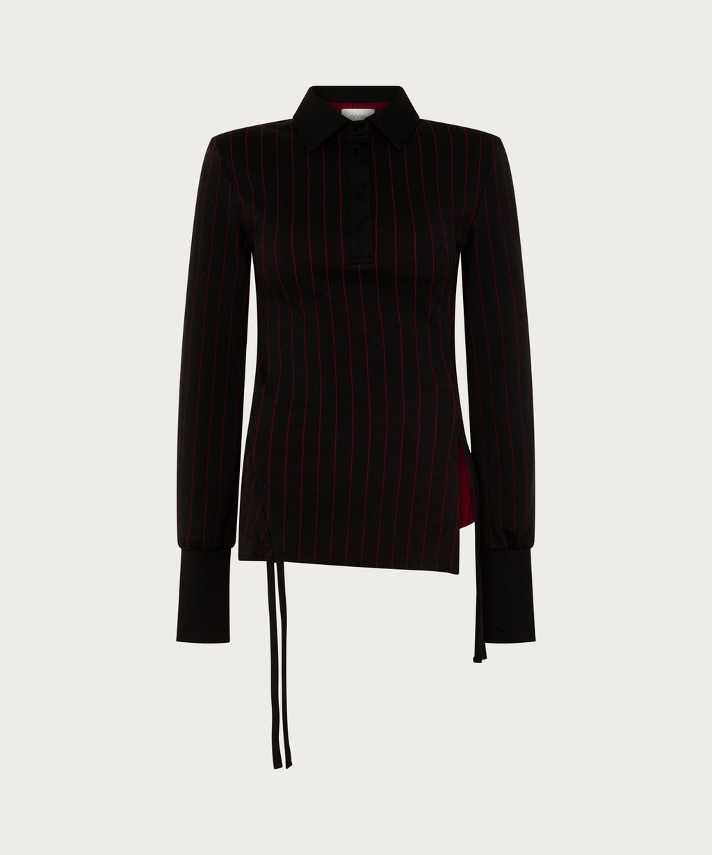 The Pinstripe Structured Shoulder Top