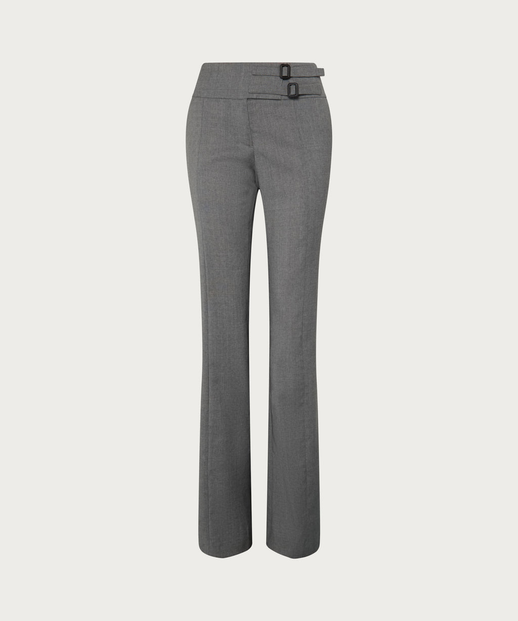 The Low-Rise Buckle Detail Trouser Grey