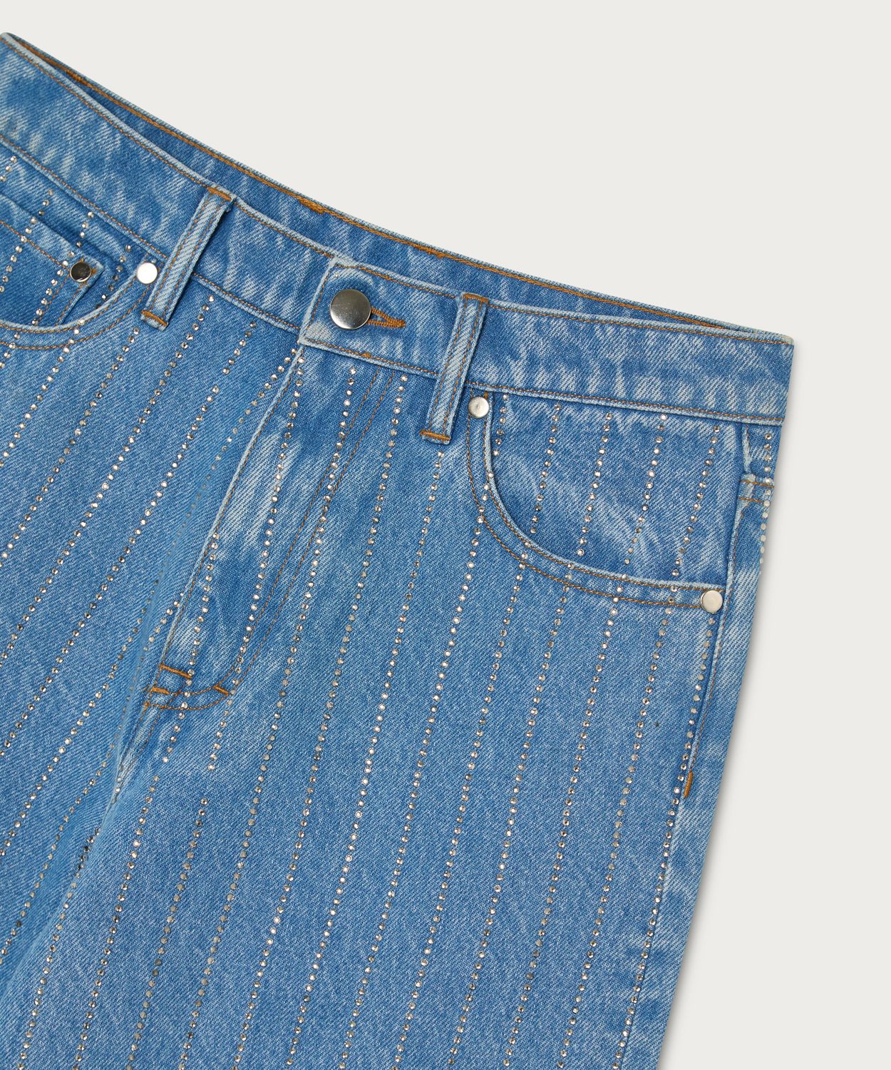 Die gestreifte Kristall-Jeans
