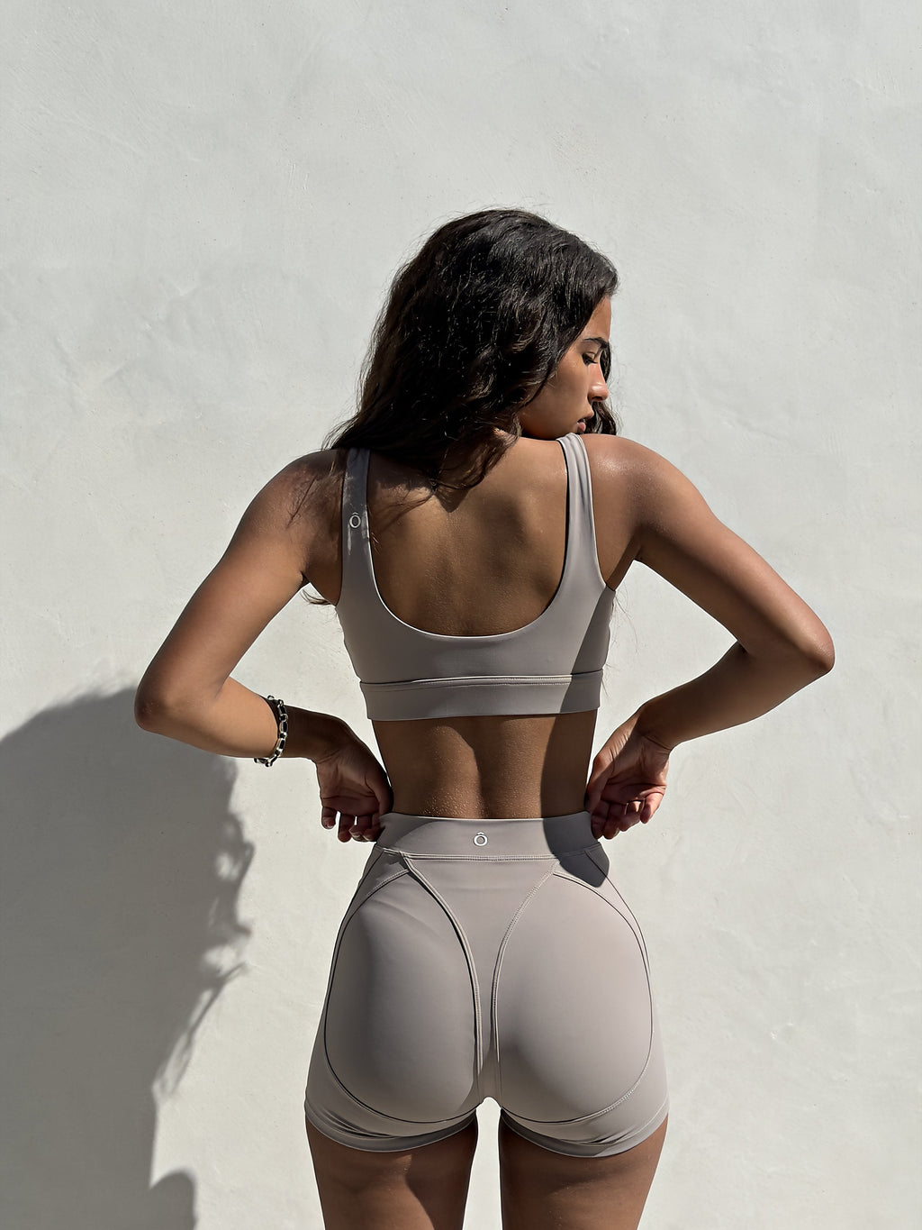 Bruna Top in Camel Gray, lifestyle, ÔNNE activewear