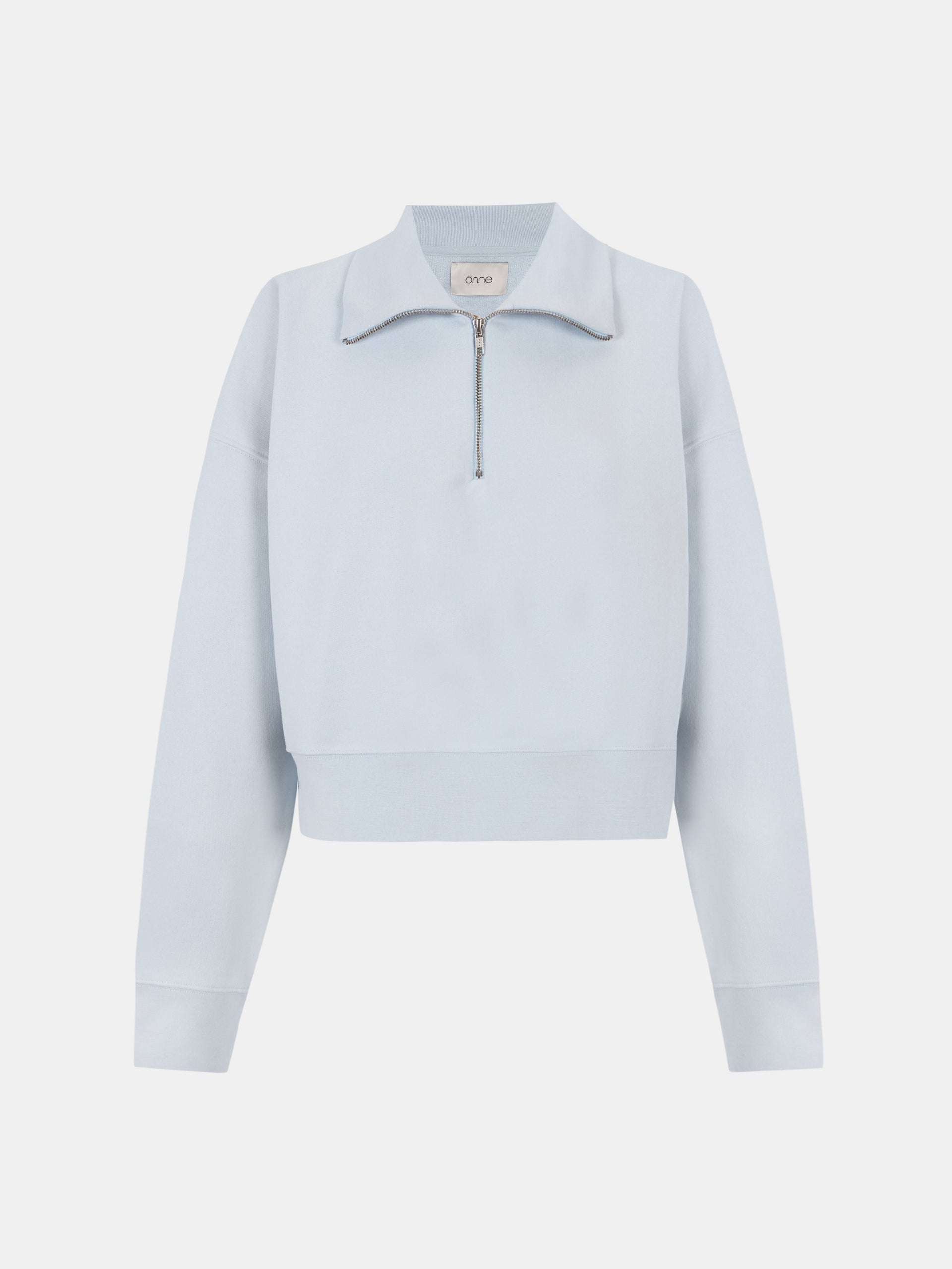Luma Hoodie Half in Water Blue, silhouette, front, ÔNNE activewear