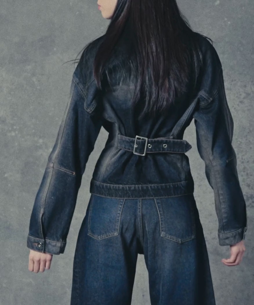 Die Double Belt Jeansjacke