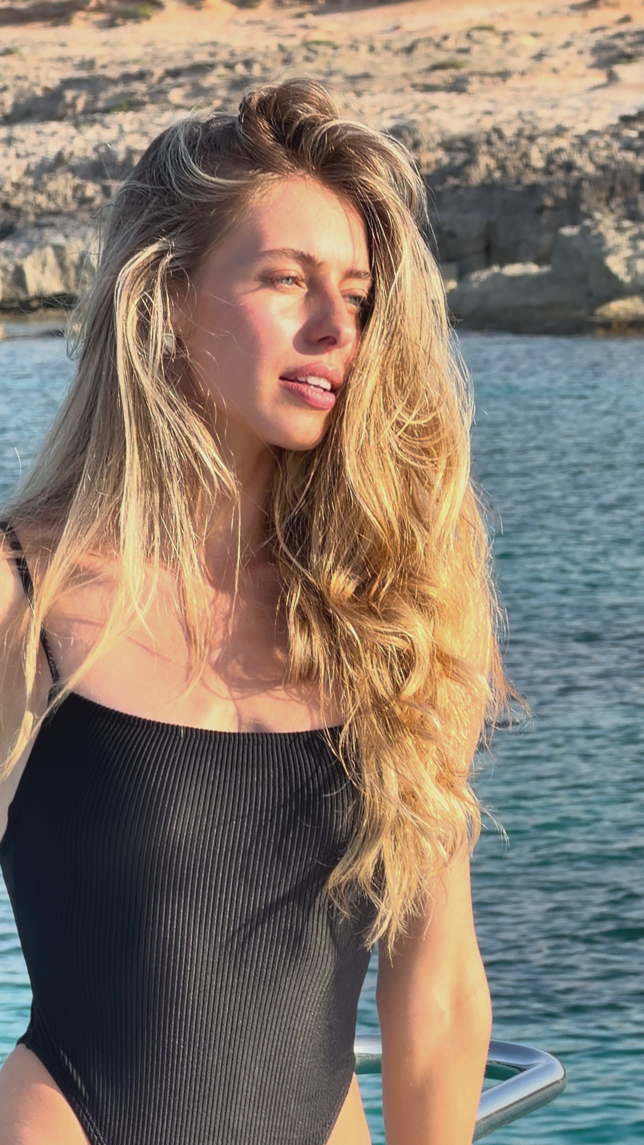 Line One piece Rib in Black, ÔNNE swimwear