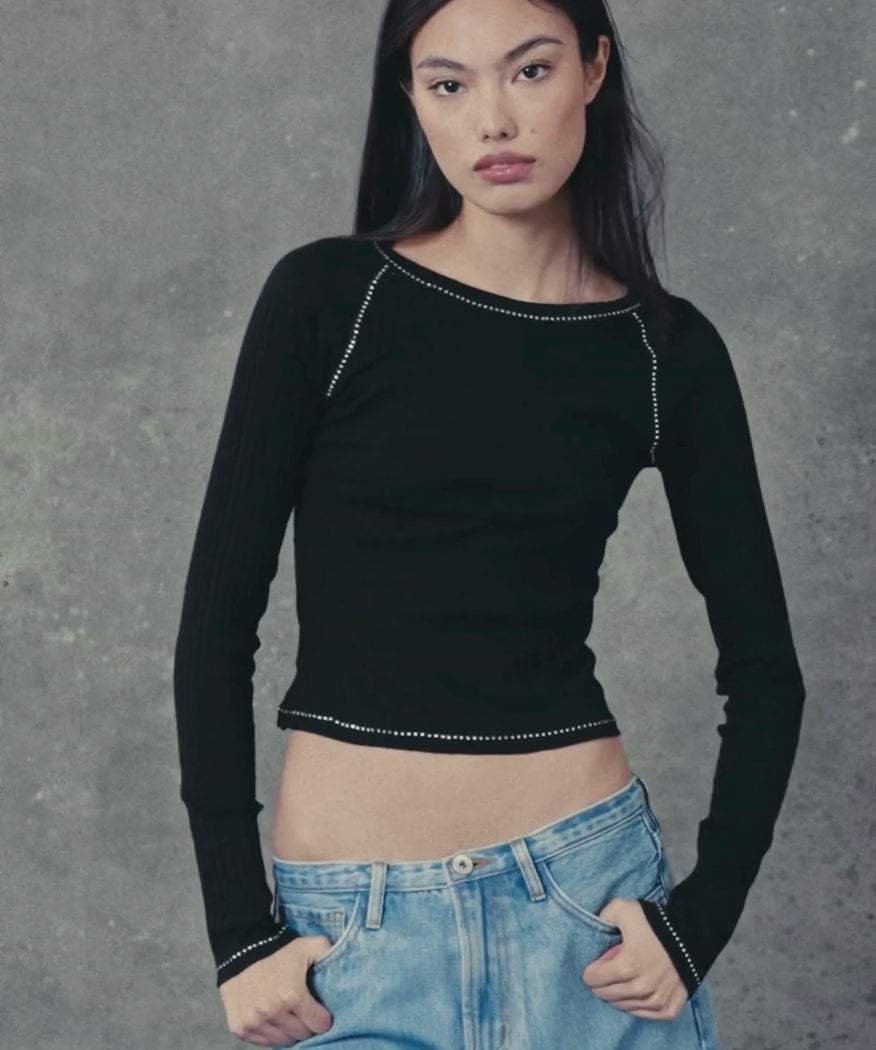 The Crystal Trim Crew Neck