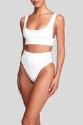 Maura Bottom Rib in White, front view, ÔNNE swimwear