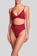 Maura Bottom Rib in Wine, front view, ÔNNE swimwear
